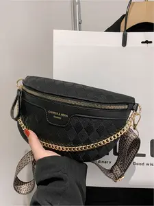 Versatile Checkered Fanny Pack Shoulder Bag Waist Pack, Casual Colorblock Design Crossbody Bag, Stylish and Practical for Everyday Use