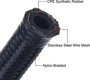 Pro Grade 6AN Fuel Line Kit - Complete Nylon Stainless Steel Braided Hose Set with Fittings | Easy Cut