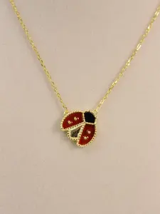 Ladybug Necklace 925 Silver Gold Plated 18K Gold