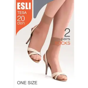 Women's Basic Padded Socks - 2-Pair Pack, 20 Den Conte/Esli Tesa, Elastic Fit, Breathable, Elegant Everyday Wear #14S-73SPE, Elegance