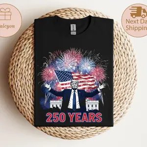 Trump 250 Years of Freedom Tshirt, Patriotic Shirt with USA Flag, USA 250th Anniversary Shirt, Memorial Day Tee M