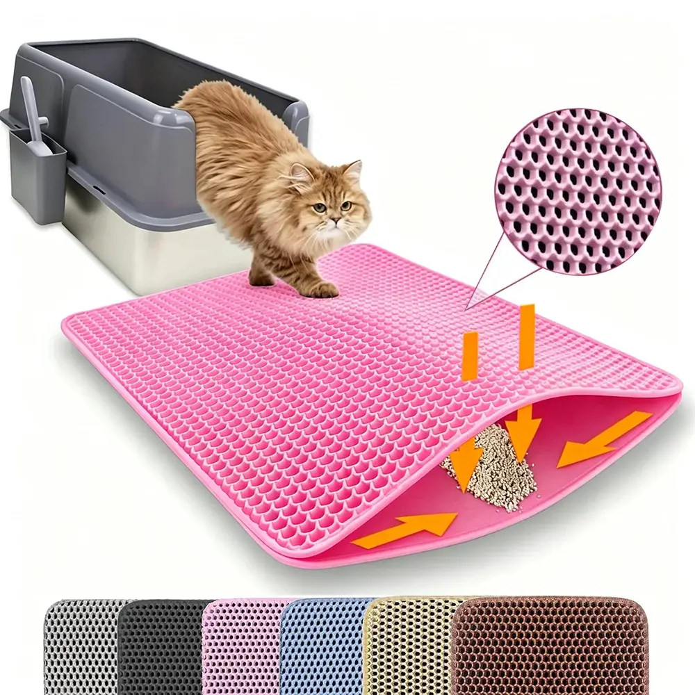 Large Cat Litter Catcher Mat Honeycomb Pet Floor Mat Soft Paw Friendly Litter Box Accessory