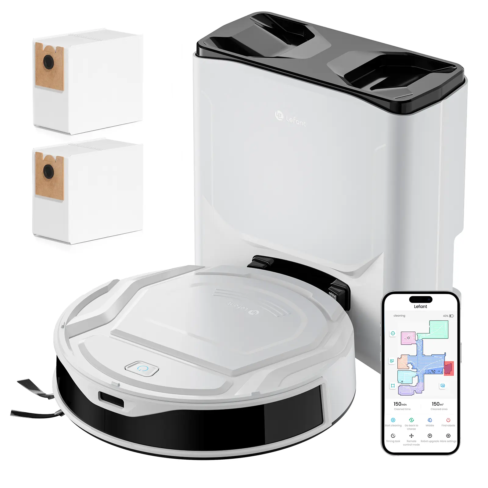 Lefant M210 Plus Cordless Robot Vacuum Cleaner - 6000Pa Strong Suction, Self-Emptying, Anti-Tangle, Smart Mapping, 2.4GHz Wi-Fi Only
