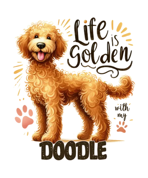 The Vinyl Vault 6" Weatherproof Golden Doodle Vinyl Decal Sticker - Waterproof, Dishwasher Safe