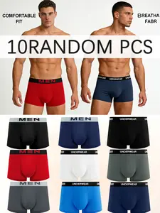 10 pcs men's flat cornered underwear Underwear Boxers, Breathable boxer briefs, comfort, Lightweight, Suitable for all seasons and home