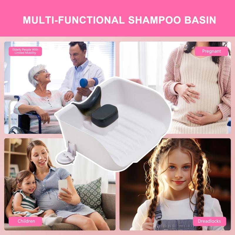 Portable Shampoo Basin for Children,The Elderly,Pregnant Woman,Friends Tear Free Hair Wash at Home(Pink)