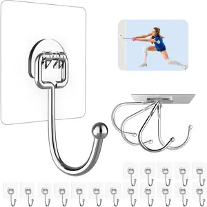 20 Pack Large Adhesive Hooks for Hanging Heavy Duty 44 lb(Max), Self Adhesive Sticky Hooks  Stainless Steel Wall Hook for Home Bathroom Shower Kitchen Outdoor Utility Hooks