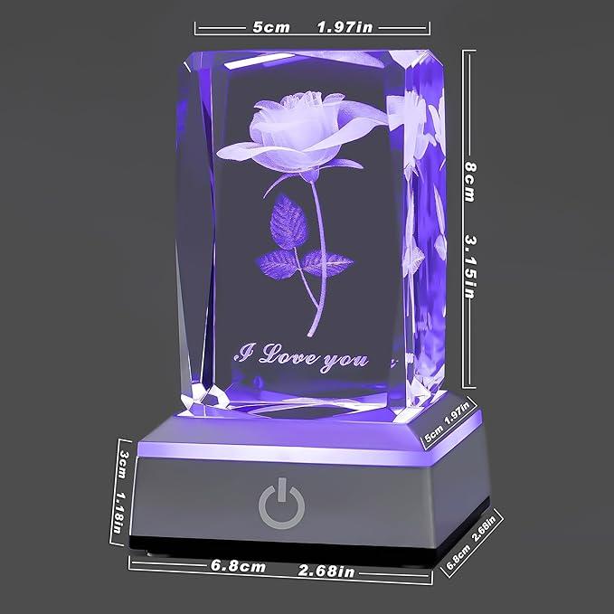 3D Rose Multicolor Crystal Gifts- I Love You ,Perfect Valentines Gift Ideas for Her My Girlfriend Wife Mom - Unique Anniversary Birthday Presents gifts boyfriend,gifts for boyfriend,valentines gift for bf,valentine's day decor