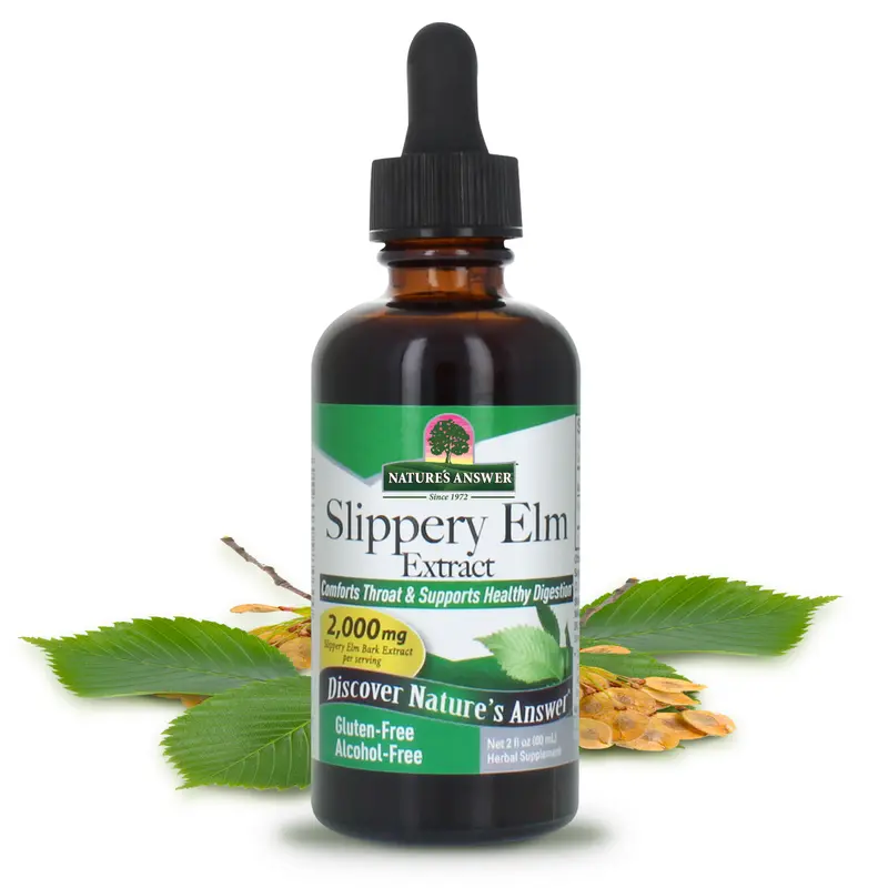 Nature's Answer Alcohol-Free Slippery Elm 2 Fluid Ounce Extract Healthcare Supplement Dietary Edible Liquid