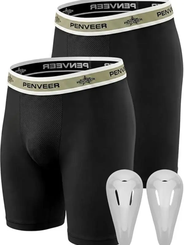 Youth Compression Shorts with Protective Cup – Boys Athletic Underwear for Baseball, Football & Hockey