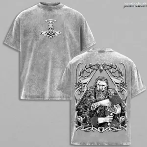 Thórr Viking God of Thunder Vintage Washed T-Shirt | Mjölnir Hammer Norse Streetwear Round Neck HE6