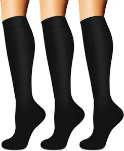 3 pairs Compression Socks 20-30 mmHg Long Socks for Women and Men Knee High Socks