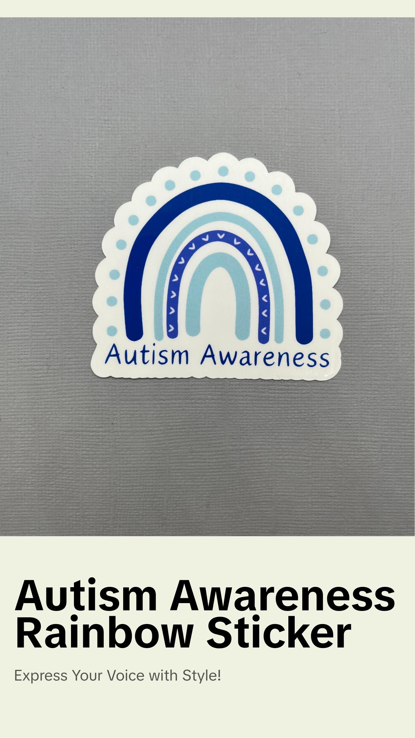 Autism Awareness Blue Rainbow Sticker