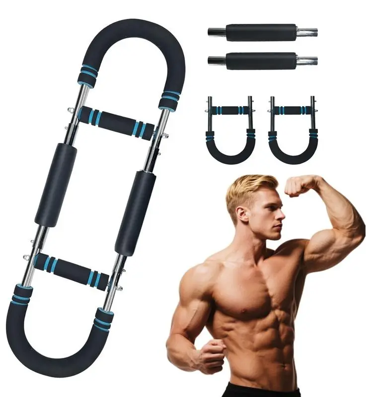 Arm Trainer & Chest Workout Bar, Compact Portable Home Gym Strength Training Accessory with Adjustable Tension for Upper Body Strength Training