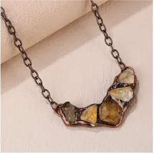 Raw Citrine or Amethyst Crystal Necklace | Antique Copper Electroformed Pendant