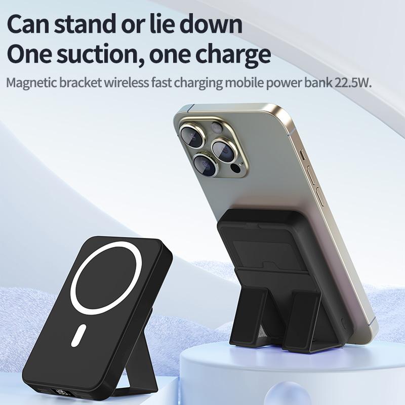 10000mAh Magnetic Power Bank,Foldable Wireless Portable Charger with USB-C Cable with LED Display,Fast Charging for iPhone 17/16/15/14/13/12 Pro/Pro Max/Plus, Compact Silicone Suitable for outdoor use.