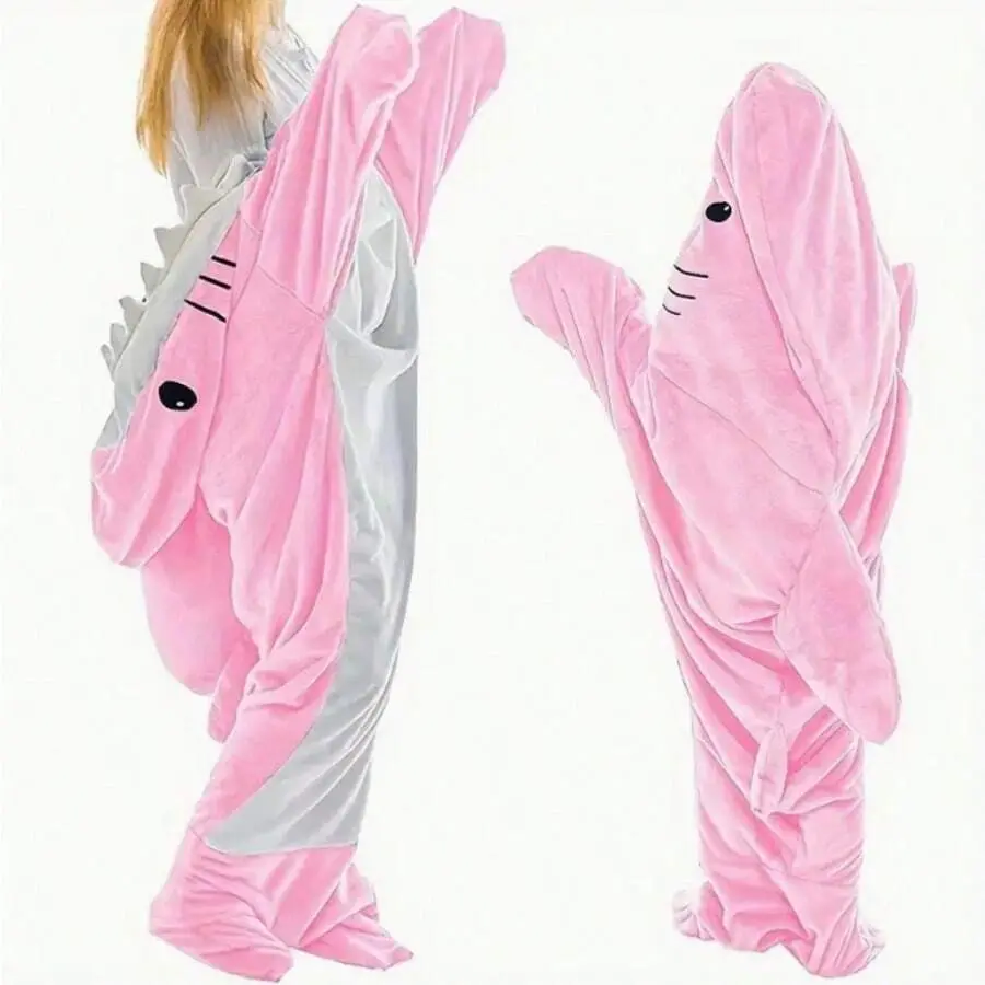 Shark Pajamas Blanket Hoodie For Family, Wearable Shark Blanket, Shark Sleeping Bag, Soft Cozy Shark Halloween Costume For Family, Gift For Friends,Pajama Party Comfort Overalls Clothing Laborday Loungewear Nightwear