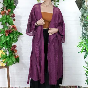 Flowy Cotton Lace Kimono with Pockets, Handmade Long Robe, Cottage Core Duster, Summer Robes, Loose Duster, Hippie Gypsy Style, Bohemian Style