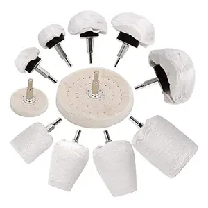 11 Pcs Buffing Wheel Set for Drill Polishing Tool Kit 1/4” Hex Shaft Cotton Grinding Head for Rotary Tools