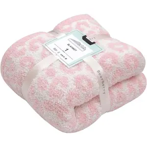 Fuzzy Leopard Knitted Throw Blanket Soft Cozy Warm Microfiber Blanket for Couch Sofa Bed Travel (/Cream, 50"x60")