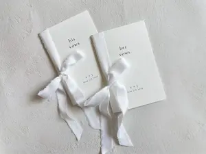 Set of 2 Personalized Wedding Vow Books His and Her Paper Vow Books Customized Wedding Vow Book with Silk Ribbon gift for Bride and Groom