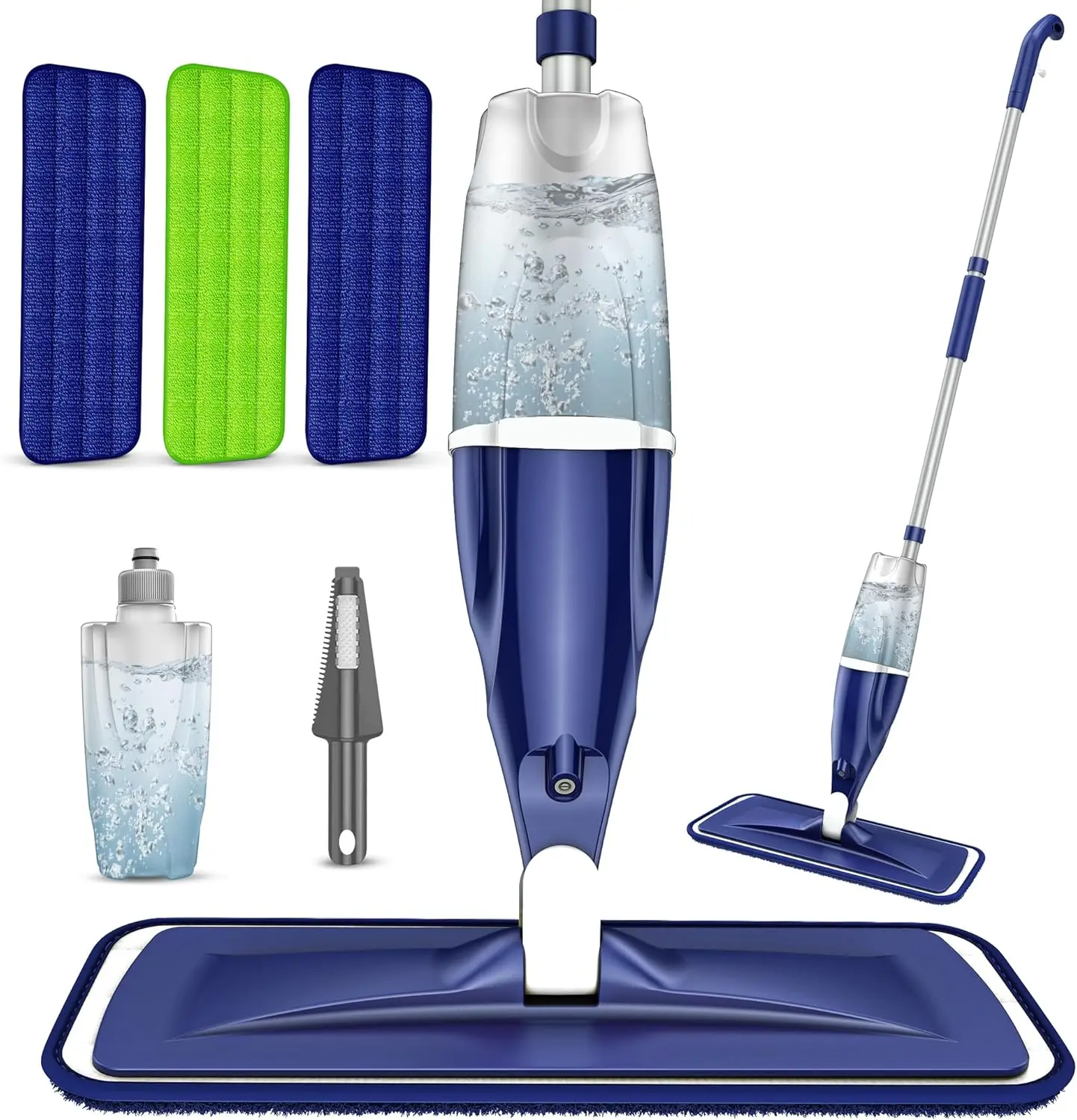 Microfiber Spray Mop for Floors - Wet Dry Flat Mop with 3 Reusable Pads - 360° Spin Mop with Refillable Bottle for Tile Wood Laminate Vinyl