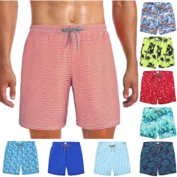 Men's Quick-Dry Loose Cut Board Shorts - Breathable Tropical Polka Dot Swim Trunks with Elastic Waistband, Side Pockets for Surfing, Beach Parties | Multi-Size (S, M, L) - Cold Wash Safe