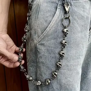 Retro Gothic Skull Waist Chain Punk Rock Trouser Chain with Skull Pendant Durable Suitable for Party and Daily Fashion Skull Decoration