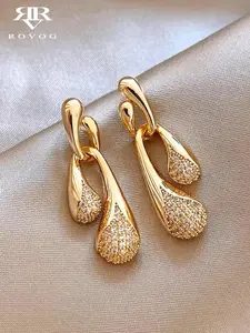 Irregular Shaped Earrings, Dangling Earrings, Fashionable Rhinestone Decorated Bling Dangle Earrings for Women, Trendy All-match & Exquisite Jewelry for Birthday Gift