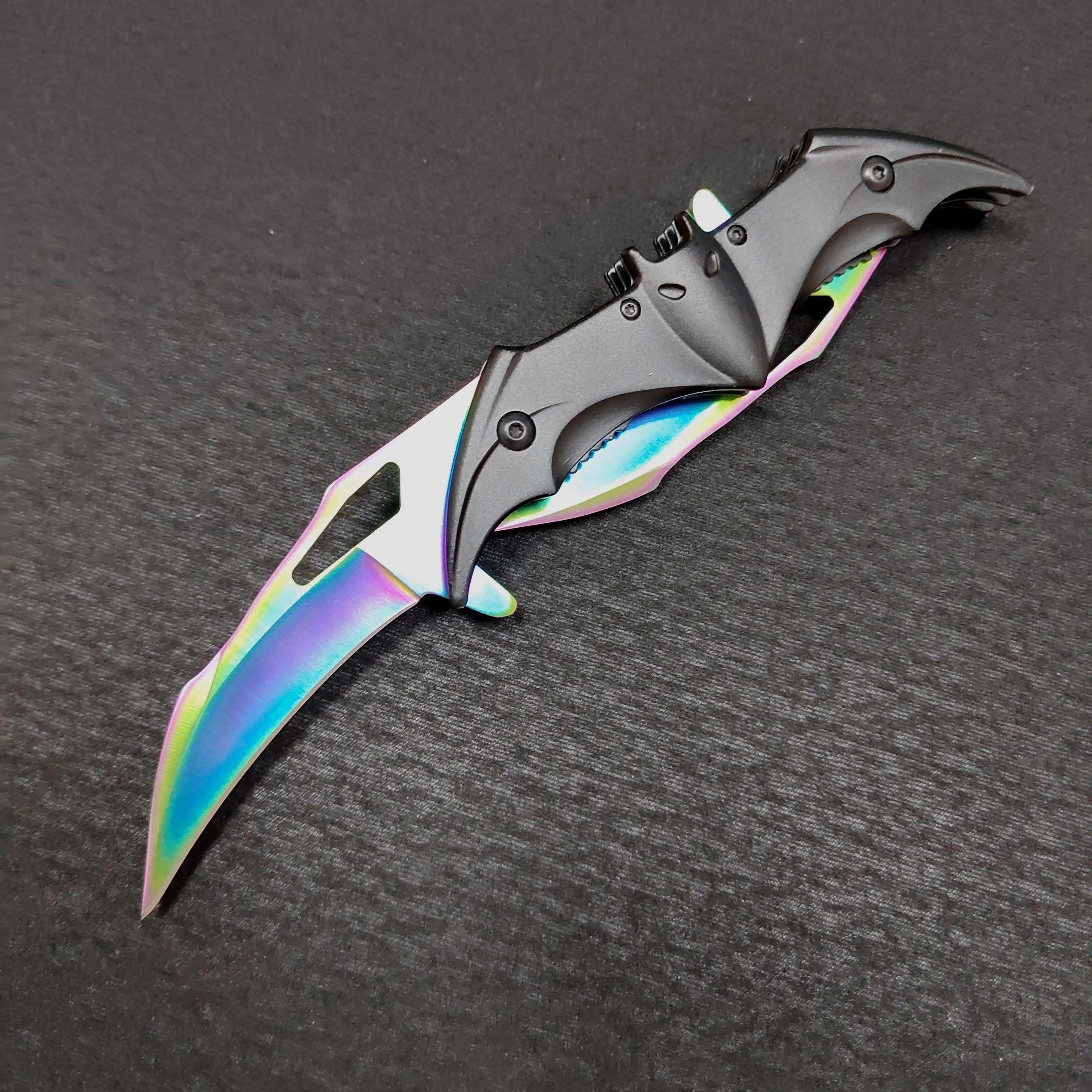 Bat Shape Folding 2-Blade Camping Knife - Compact 12.5" Long Outdoor Gear, Portable Multipurpose Tool for Men, Ideal for Camping Tasks, Cosplayers Gift