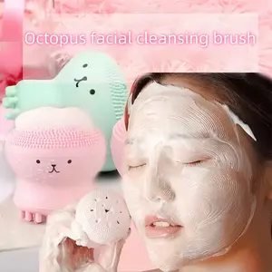 1/2pc Random Color Octopus-shaped facial cleansing brush, 2-in-1 facial skin massage cleansing brush, for deep cleaning A mild exfoliating beauty tool