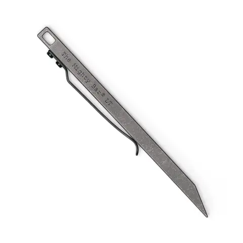 The Mighty Bar Long Edition Pry Bar - Stainless Steel Pocket Clip - LT and LD2, Titanium or D2 Tool Hardware