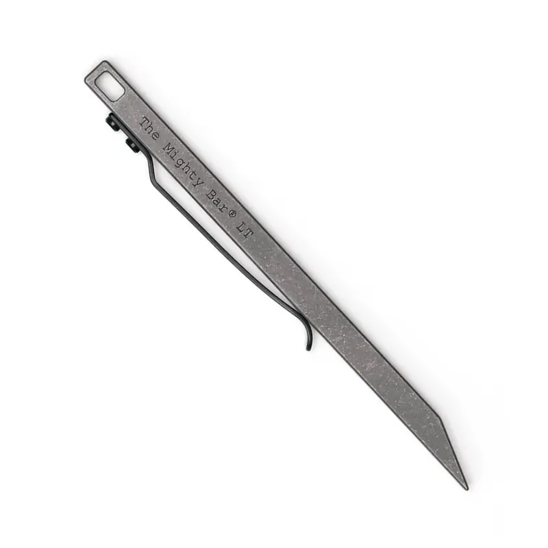 The Mighty Bar Long Edition Pry Bar - Stainless Steel Pocket Clip - LT and LD2, Titanium or D2 Tool Hardware