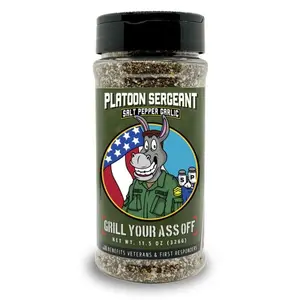 Grill Your Ass Off Platoon PSG Seasoning - Salt Pepper Garlic BBQ Rub for Steak, Burgers & Chicken - All-Purpose Grilling Spice