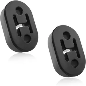 2 PCS Rubber Exhaust Hanger For Car, Heavy Duty Auto Exhaust Muffler Insulator Bushing, High Density Bracket Hanger with 2 Holes 0.47 Inch (12mm), Universal Car Accessories (Black)