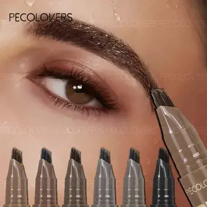 Waterproof Quick-Dry Eyebrow Pen 6 Colors with Natural Fluffy Brow Strokes Long-Lasting Shape-Fixing Liquid Brow Marker Sweat-Proof & Fade-Resistant Eyebrow Makeup Products