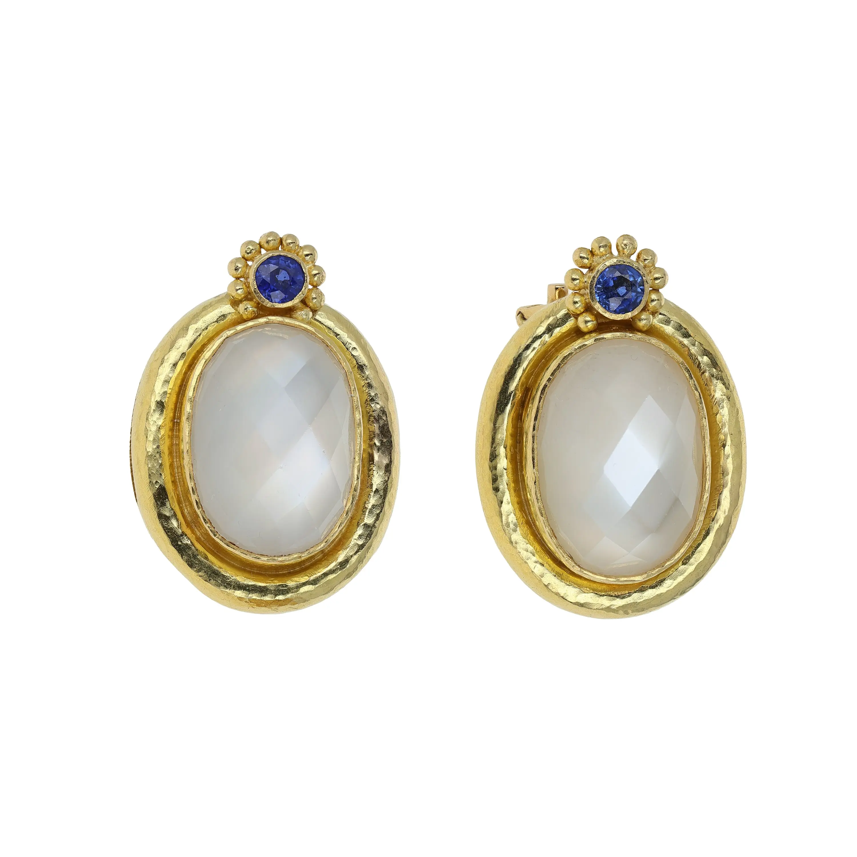Pre-owned Elizabeth Locke Moonstone and Sapphire Earrings