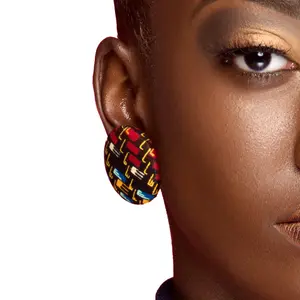 Ketepa Print Button Earrings | African Wax Print Earrings | Ketepa Fabric Jewelry | Afrocentric Jewelry