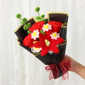 Tulip Rose Bouquet Made with Twist Sticks, Realistic Flower Arrangement, Valentine's Day Christmas Mother's Day Teacher's Day Birthday Gift, Artificial Flowers Bouquet