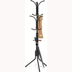Coat Rack Freestanding,12 Hooks Metal Coat Racks with Umbrella Holder,Sturdy Hall Rree,Easy Assembly Coat Rack Stand for Hanging Scarf,Purse,Hats,Jacket