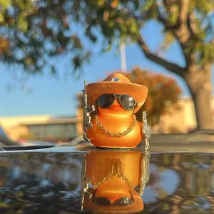 El Compa Gallo Duck - Gold Plush Duck with Sunglasses, Sunglasses Charm & Silver Chicken Toy