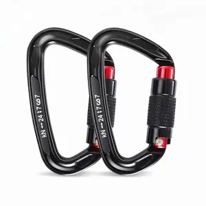 24KN Auto Lock Carabiner, Aviation Aluminum D-Shape Buckle for Outdoor Rock Climbing, Sports & Outdoor Leisure Recreation Equipment Accessory