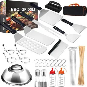 [New Deal]    139Pcs Griddle Accessories Kit, Flat Top Grilling Accessories, Portable BBQ Grill Accessories for Camping, Grill Tools Set with Spatulas, Scraper  Indoor Outdoor Barbeque Grill Utensils Set