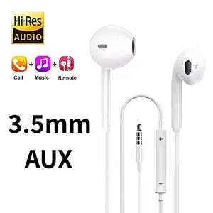 Universal 3.5mm Wired Earphones - Hi-Fi Stereo Earbuds with Microphone & Volume Control - Compatible with Apple iPhone (with Adapter), iPad, Android, Samsung, PS5, Xbox, PC, Kindle, and Laptop - Available In Apple Arctic White
