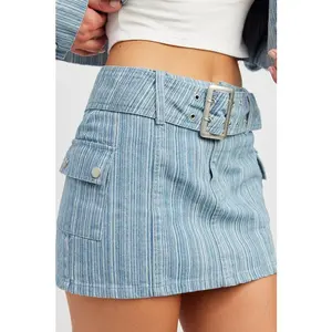 Trina Belted Mini Denim Skirt