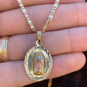 Virgencita de Guadalupe Pendant Necklace 20" Copper Jewelry Religious Adults Womens Girls Ladies
