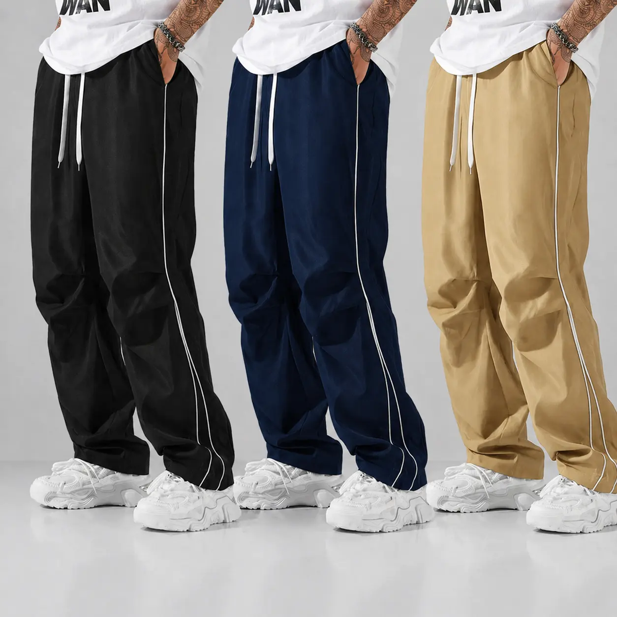 Black + Dark Blue + Khaki
