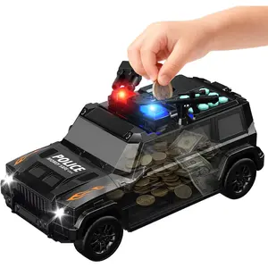Car Piggy Bank for Kids, ATM Bank Toy with Password Code Lock and Auto Bill & Coin, Money Savings Box Mini ATM Coin Bank for Boys & Girls Ages 3+, Black