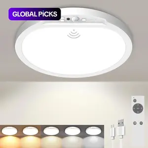 Rechargeable Motion Sensor Ceiling Light with Remote, Magnetic Wireless Ceiling Light Battery Powered, Dimmable, Timer, Motion Activated Light for Closet Shower Hallway Pantry-20CM