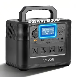 VEVOR Portable Power Station, 1800W Solar Generator Power Station, 1008Wh LiFePO4 Battery Backup with 9 Output Ports for for Home Emergency, Outdoor Camping, RV Travel (Solar Panel NOT Included)